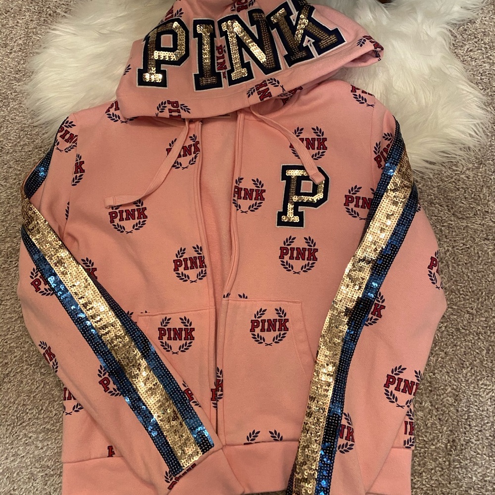 Final ⬇️ NWOT VS Pink Bling Perfect Zip Up Hoodie